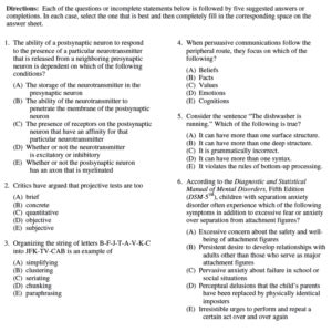 psychology gre subject test questions